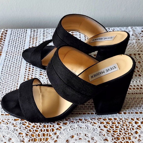 STEVE MADDEN Black Open Toe Heel Suede Pump Women's Size EU 40 - Picture 2 of 10